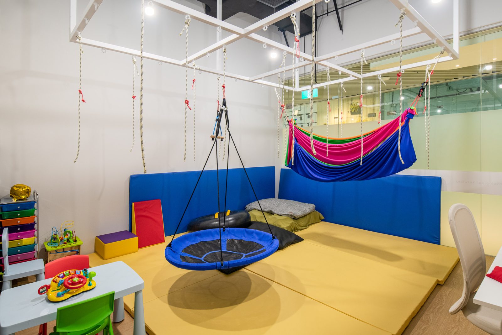 A bright, calm therapy room at Little Marvels